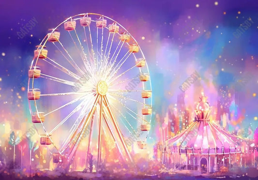 Pastel Carnival Circus Ferris Wheel Backdrop - Gatsby Backdrop