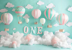 Pastel Hot Air Balloon ONE Birthday Backdrop - Gatsby Backdrop