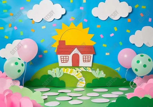 Pig House Cake Smash Photography Backdrop GBSX-99845 - Gatsby Backdrop