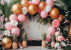 Pineapple Flamingo Balloon Arch Backdrop - Gatsby Backdrop