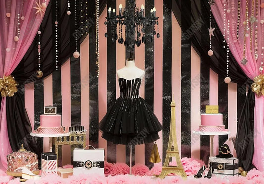 Pink & Black Luxury Fashion Backdrop Backdrop - Gatsby Backdrop