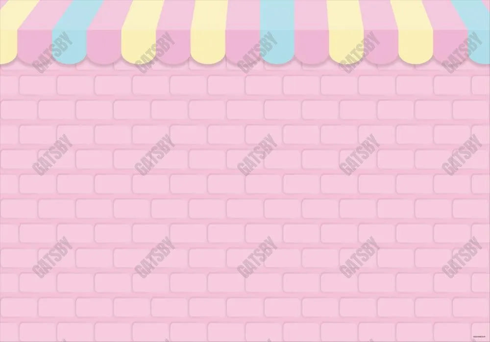 Pink Brick Wall Ice Cream Shop Backdrop - Gatsby Backdrop