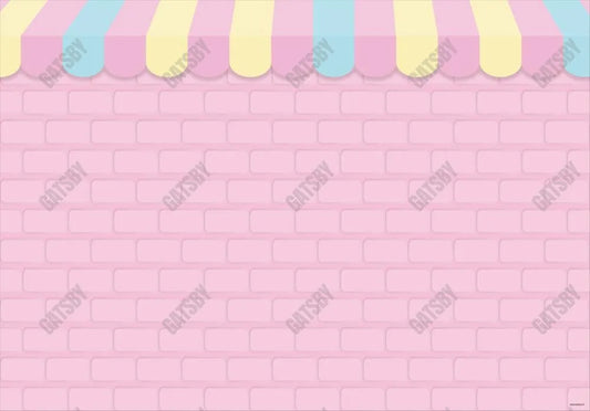 Pink Brick Wall Ice Cream Shop Backdrop - Gatsby Backdrop