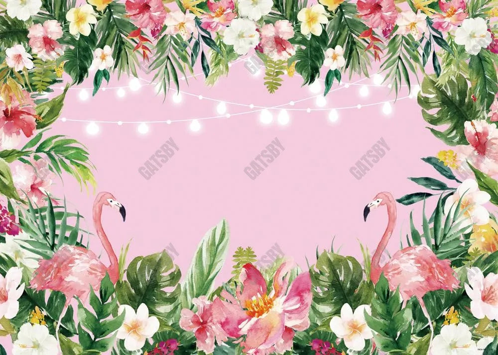 Pink Flamingo Birthday Backdrop - Gatsby Backdrop