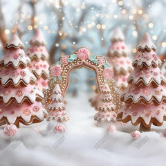 Pink Gingerbread Tree Photography Backdrop GBSX-99859 - Gatsby Backdrop