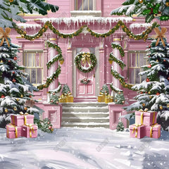 Pink Holiday Door Photography Backdrop GBSX-99860 - Gatsby Backdrop