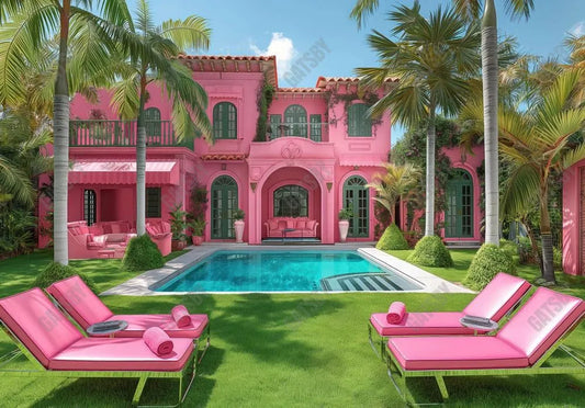 Pink Summer Pool Vacation Backdrop - Gatsby Backdrop