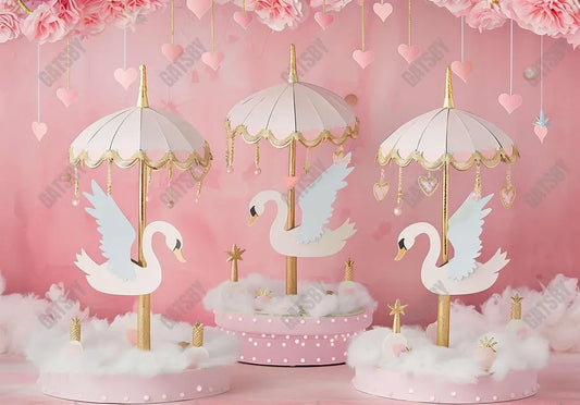 Pink Swan Carousel Backdrop - Gatsby Backdrop