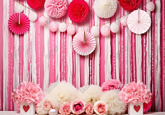 Pink Valentine's Day With Hearts Photography Backdrop - Gatsby Backdrop