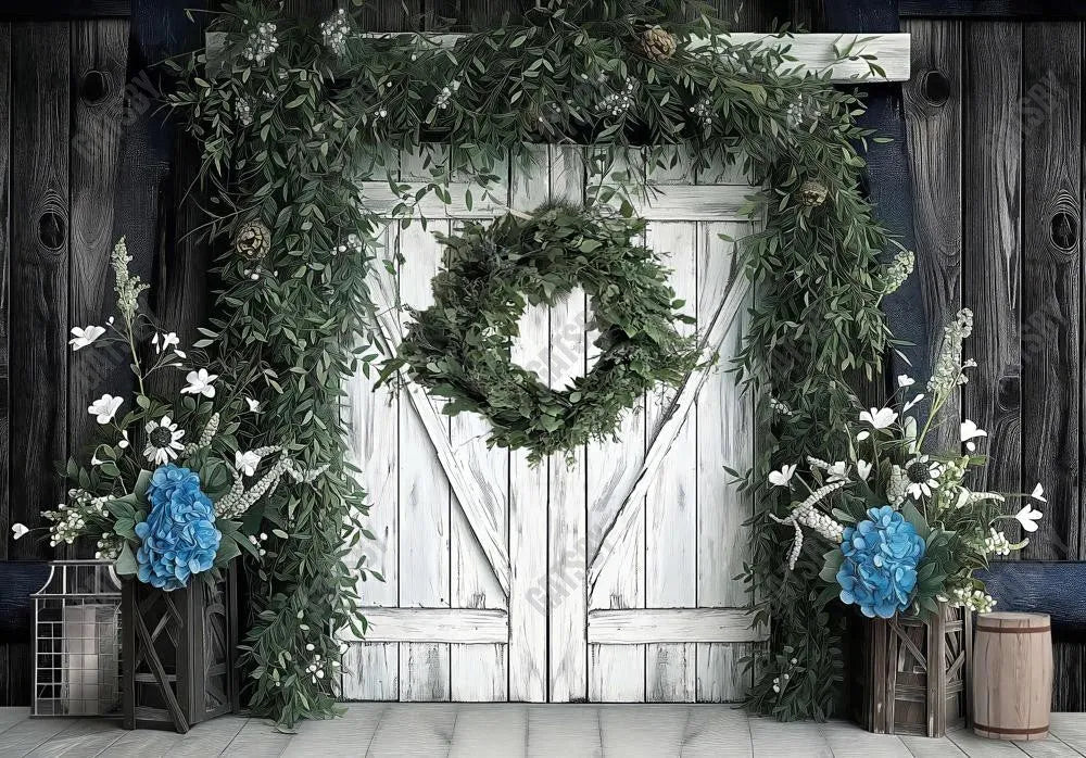 Plants White Wood Door Backdrop - Gatsby Backdrop