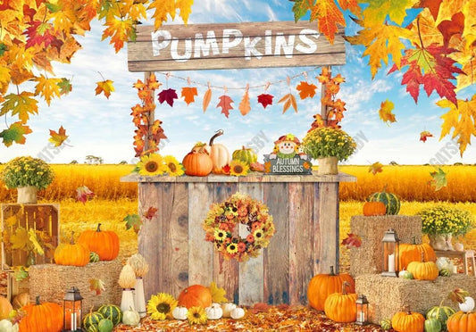 Pumpkin Picking Autumn Stand Photography Backdrop GBSX-99870 - Gatsby Backdrop