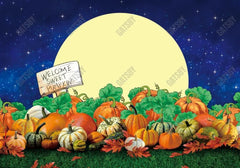 Pumpkins Field Moon Night Photography Backdrop GBSX-99871 - Gatsby Backdrop