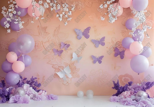 Purple Butterfly Bloom Backdrop - Gatsby Backdrop