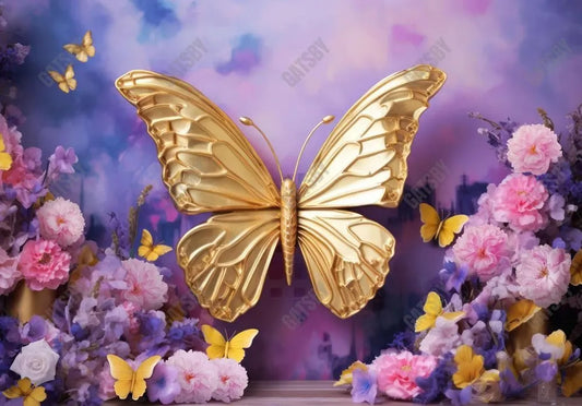 Purple Butterfly Flower Backdrop - Gatsby Backdrop