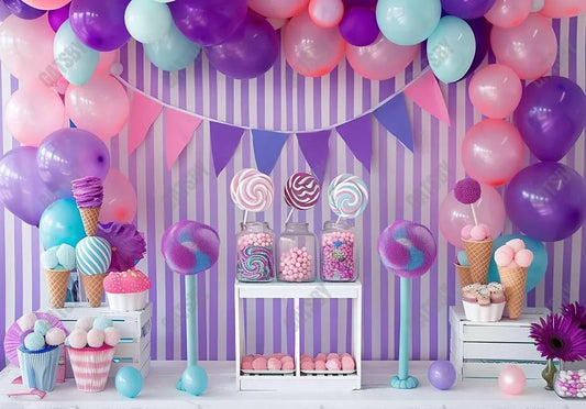 Purple Candy Birthday Backdrop - Gatsby Backdrop