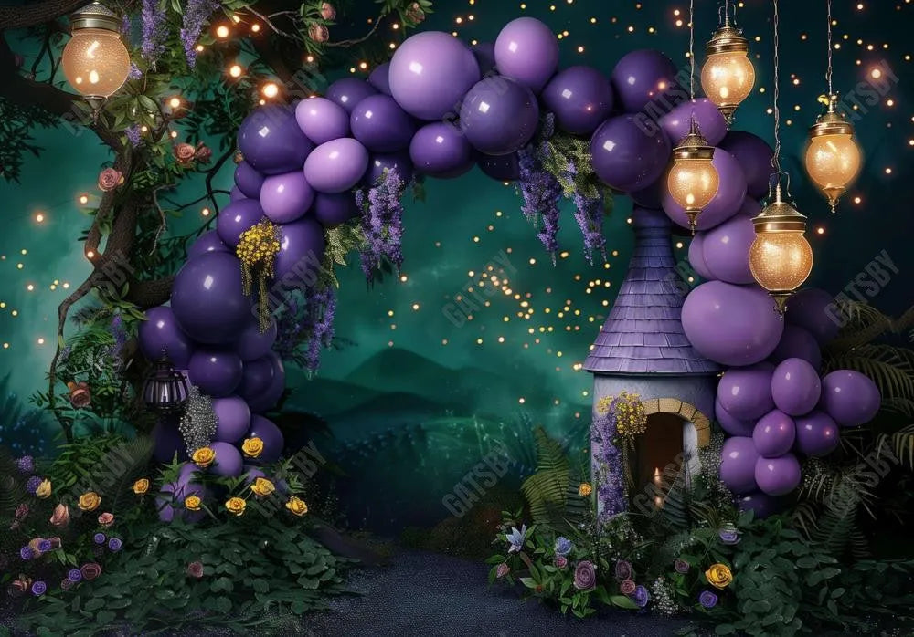 Purple Fairy House Night Backdrop - Gatsby Backdrop