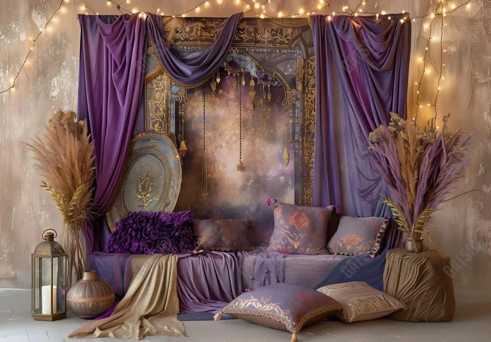 Purple Gold Indoor Decor Backdrop - Gatsby Backdrop