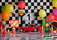 Race Car Cake Smash Photography Backdrop GBSX-99873 - Gatsby Backdrop