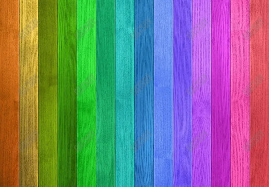 Rainbow Wood Photography Backdrop GBSX-99878 - Gatsby Backdrop