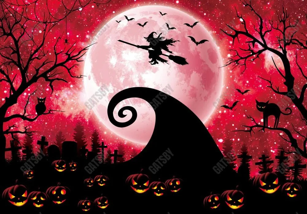 Red Halloween Nightmare Backdrop - Gatsby Backdrop