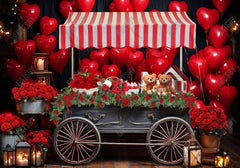 Red Valentine's Day Flower Cart Backdrop - Gatsby Backdrop