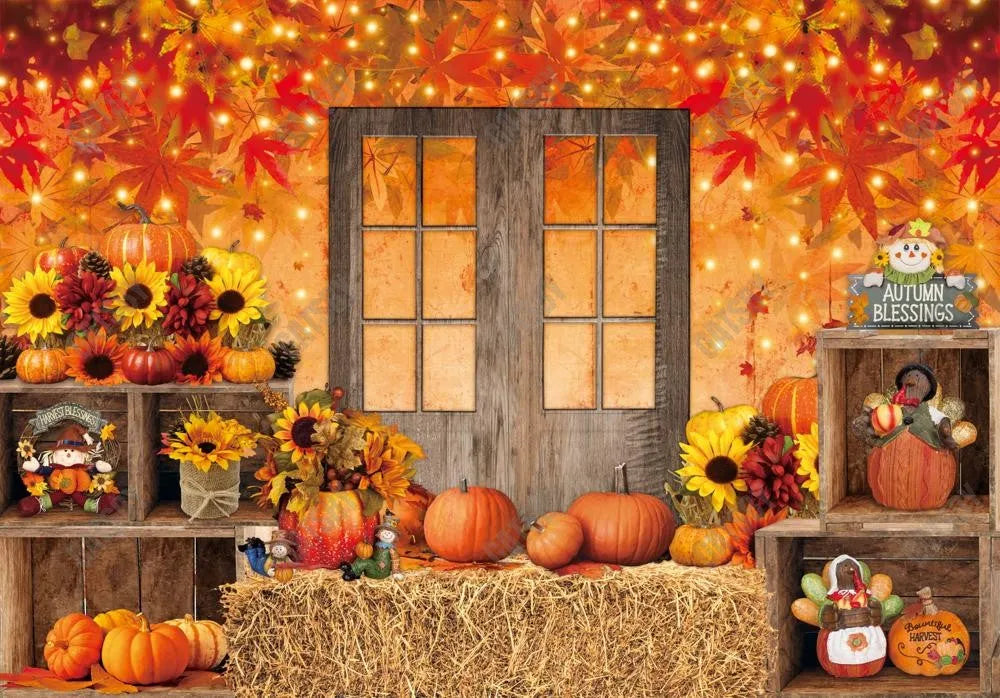 Rustic Autumn Barn Door Photography Backdrop GBSX-99887 - Gatsby Backdrop