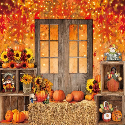 Rustic Autumn Barn Door Photography Backdrop GBSX-99887 - Gatsby Backdrop