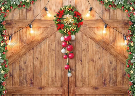 Rustic Christmas Barn Door Backdrop - Gatsby Backdrop