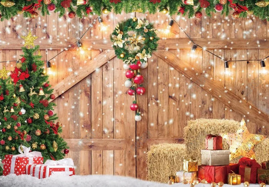 Rustic Christmas Barn Door Photography Backdrop - Gatsby Backdrop