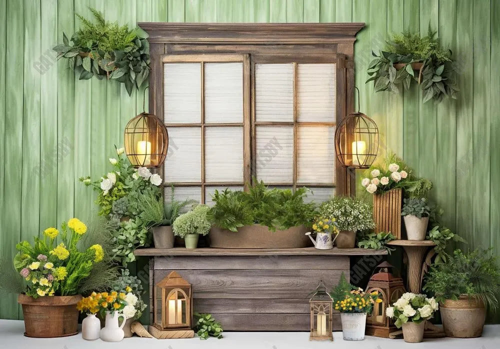 Rustic Plant Shed View Backdrop - Gatsby Backdrop