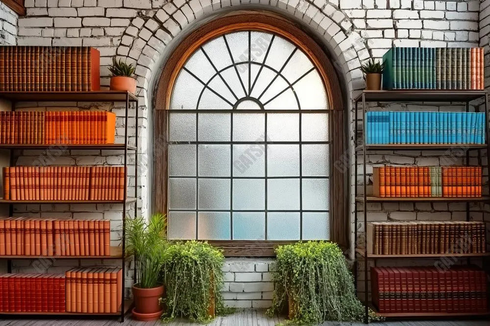 School Library Window Photography Backdrop GBSX-99894 – Gatsby Backdrop