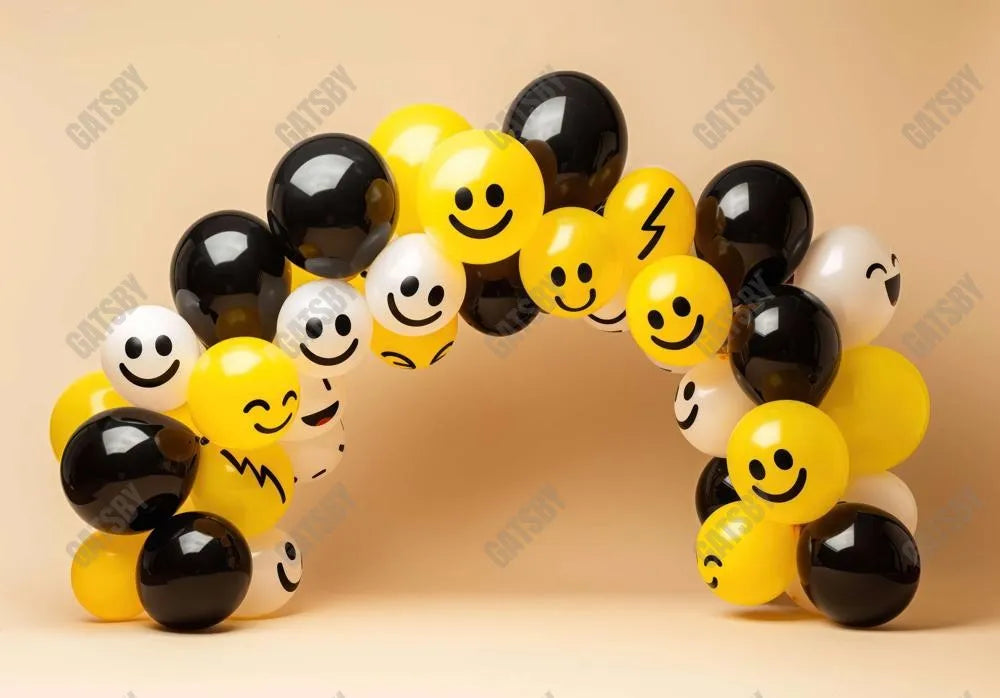 Smiley Balloons Arch Photography Backdrop GBSX-99897 - Gatsby Backdrop