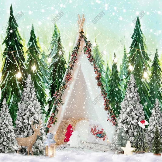 Snowy Forest Tent Photography Backdrop GBSX-99904 - Gatsby Backdrop