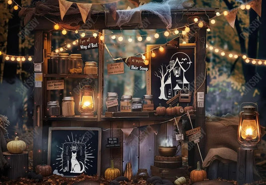 Spooky Halloween Witch Market Backdrop - Gatsby Backdrop