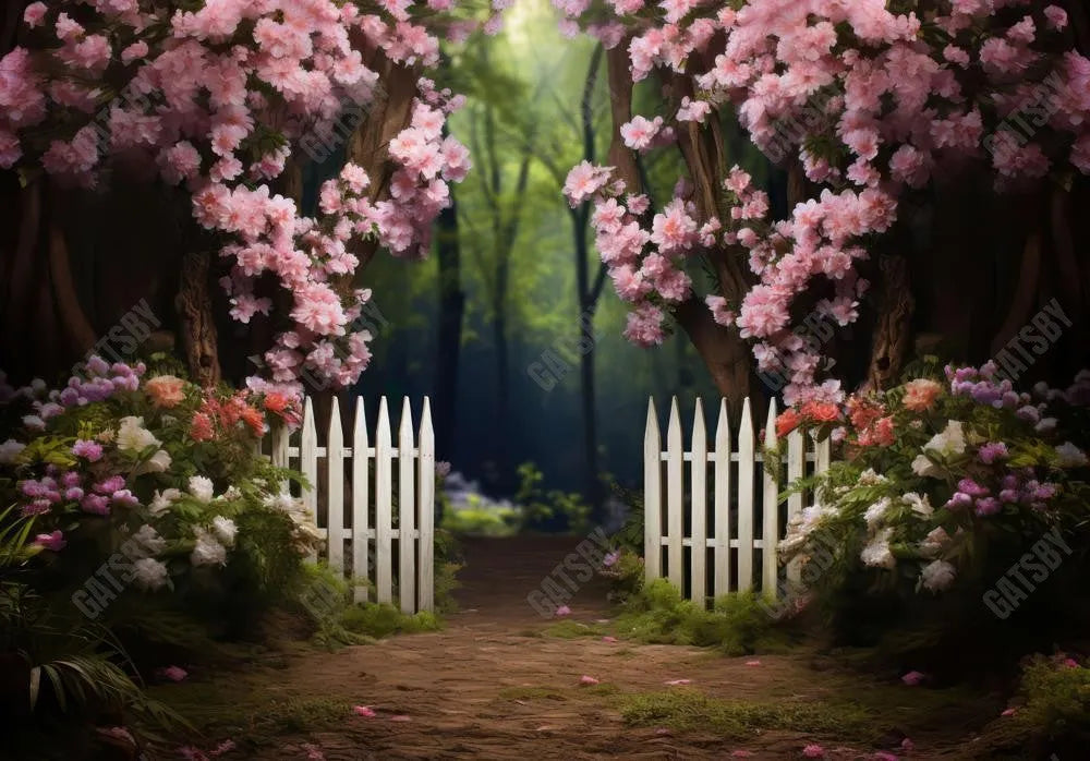 Spring Blooming Pathway Photography Backdrop - Gatsby Backdrop