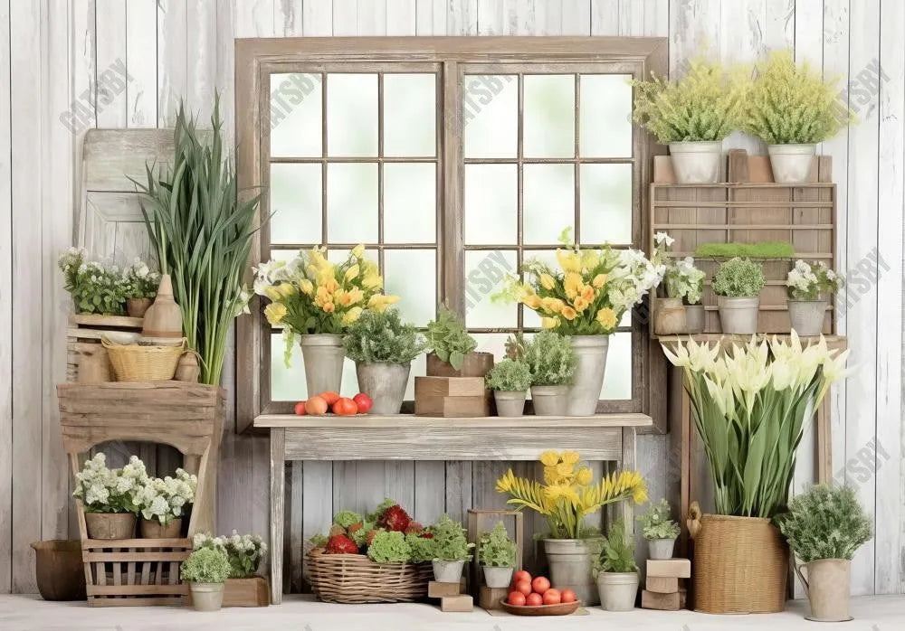 Spring Botanical Garden Window Photography Backdrop - Gatsby Backdrop