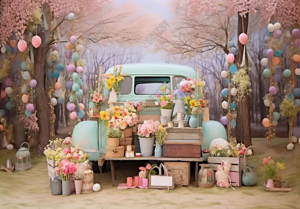 Spring Easter Truck Backdrop - Gatsby Backdrop