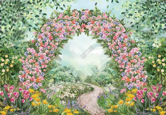 Spring Floral Arch Photography Backdrop GBSX-99912 - Gatsby Backdrop