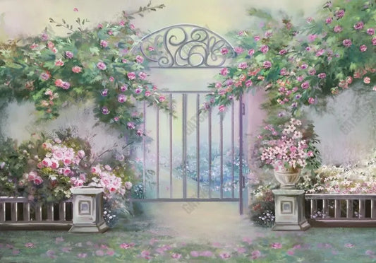 Spring Floral Gate Photography Backdrop GBSX-99913 - Gatsby Backdrop