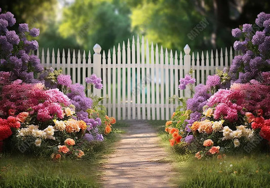 Spring Flowers Garden Fence Backdrop - Gatsby Backdrop