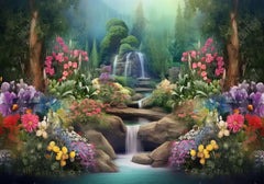 Spring Forest Flowers Pond Photography Backdrop - Gatsby Backdrop