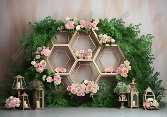 Spring Honeycomb Panel Floral Photography Backdrop - Gatsby Backdrop