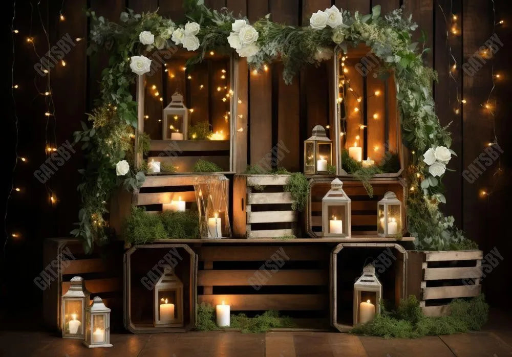 Spring Lighting Wooden Boxes Backdrop - Gatsby Backdrop