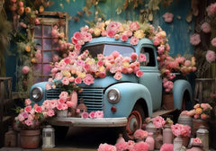 Spring Pink Flower Truck Photography Backdrop - Gatsby Backdrop