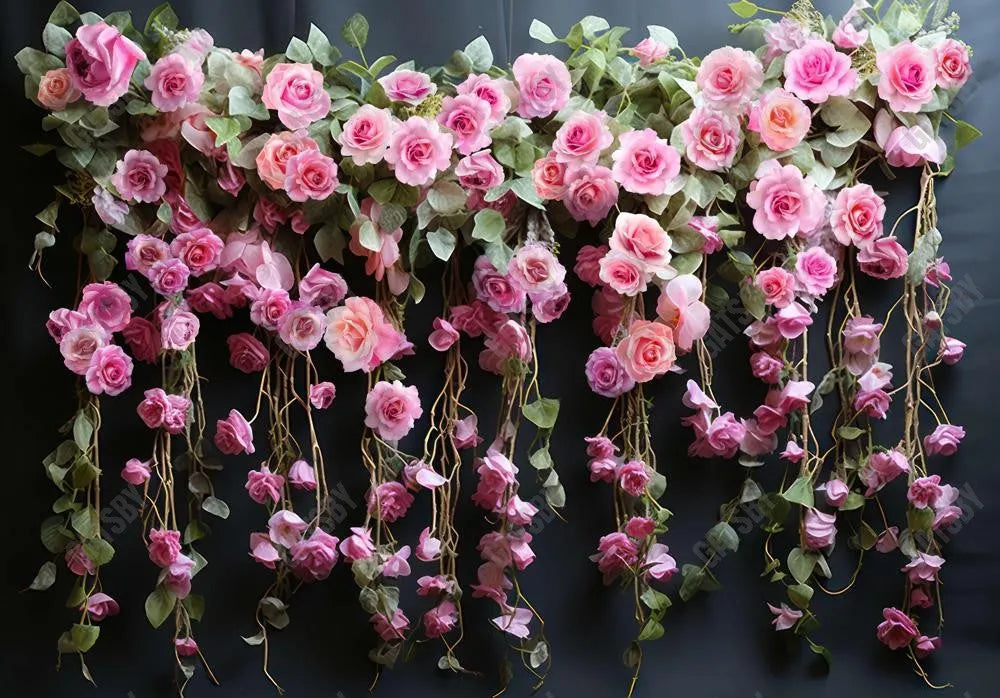 Spring Pink Roses Flowers Wall Backdrop – Gatsby Backdrop
