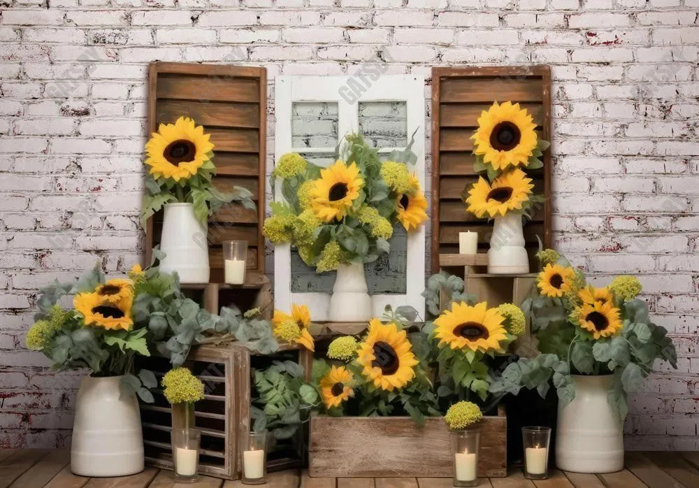 Spring Sunflower Window Photography Backdrop - Gatsby Backdrop