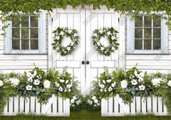 Spring White Wooden Door Backdrop - Gatsby Backdrop