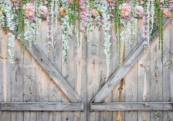 Spring Wood Flowers Barn Door Backdrop – Gatsby Backdrop