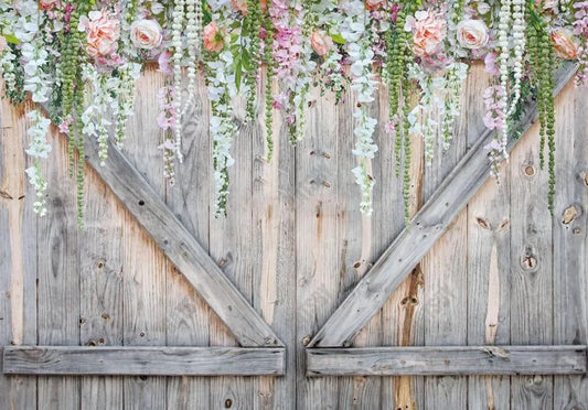 Spring Wood Flowers Barn Door Backdrop - Gatsby Backdrop