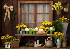 Spring Wooden Window Floral Backdrop - Gatsby Backdrop